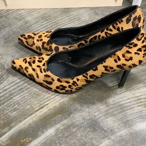 Ralph Lauren Leopard-Print Pointed Toe Heels in Tan & Black
